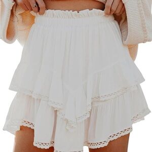BRAND NEW White Layered Ruffle Skirt